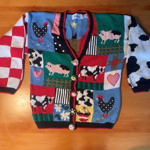 Vintage Belle Pointe Sweater (Farm Animal Theme)